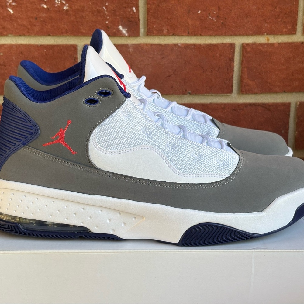 New Nike Air Jordan Max Aura 2 Grey White Blue Mens Sneakers NIB Shoes